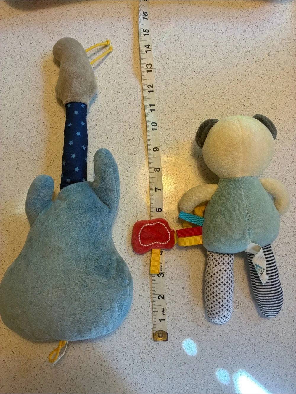 Plush Blue Guitar Rattle & Bear Toy Set -